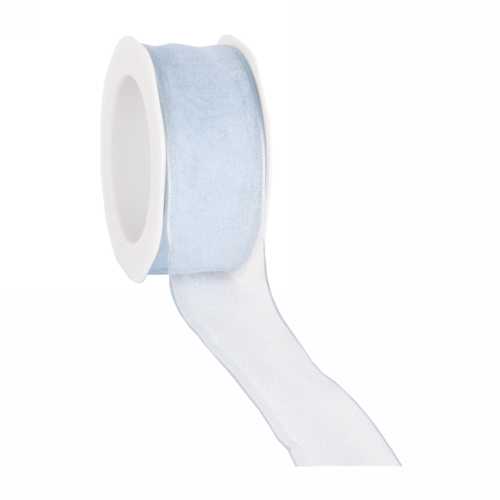 Organza Lint Met IJzerdraad Licht Blauw 38mm x 20 meter