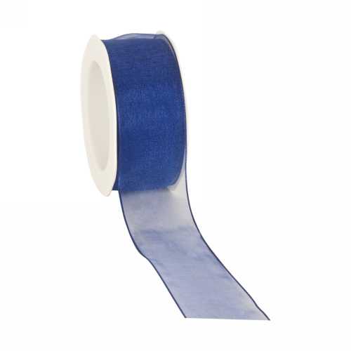 Organza Lint Met IJzerdraad Blauw 38mm x 20 meter