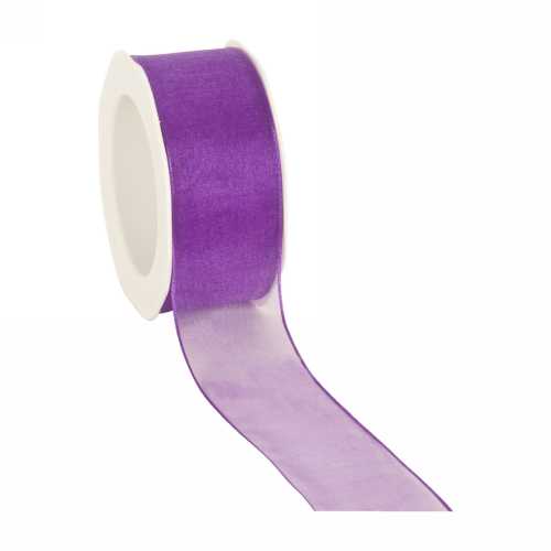 Organza Lint Met IJzerdraad Paars 38mm x 20 meter