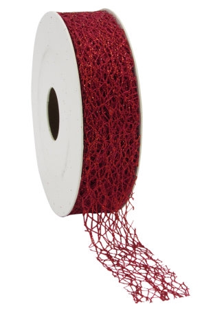 Luxe Kadolint Weblint Rood Metallic Glitter 25mm x 10meter OP IS OP