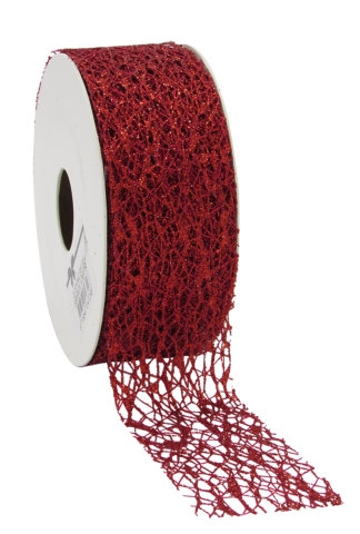 Luxe Kadolint Weblint Rood Metallic Glitter 38mm x 10meter OP IS OP