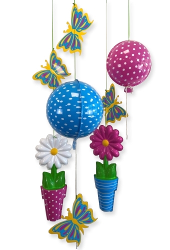 Decoratie Winkel Etalage Bloemen Ballonnen & Vlinder 110x220cm 1set