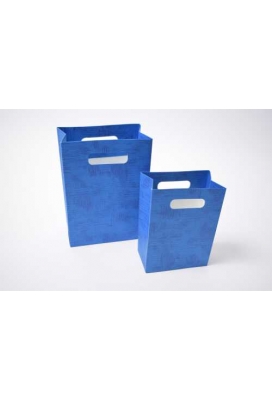 2 HALEN & 1 BETALEN Kado Shopper Karton Blauw Relief 12.5x7x18cm 10st