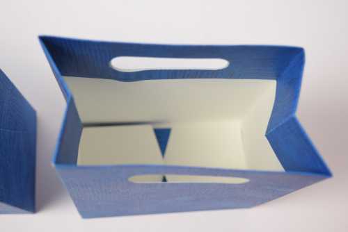 2 HALEN & 1 BETALEN Kado Shopper Karton Blauw Relief 12.5x7x18cm 10st