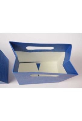 2 HALEN & 1 BETALEN Kado Shopper Karton Blauw Relief 12.5x7x18cm 10st