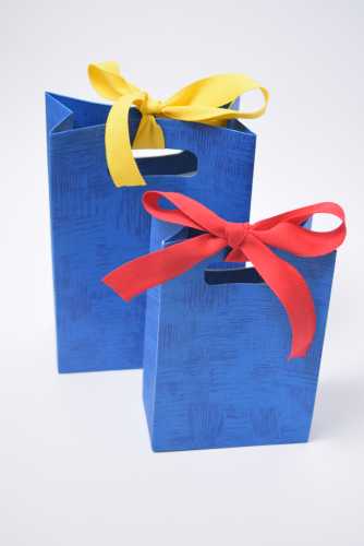 Kado Shopper Karton Blauw Met Relief 12.5x7x18cm 10stuks