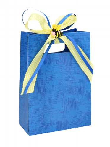 Kado Shopper Karton Blauw Met Relief 12.5x7x18cm 10stuks