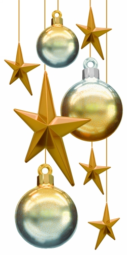 Decoratie Winkel Etalage Sterren Kerstballen Goud 120x220cm 1set