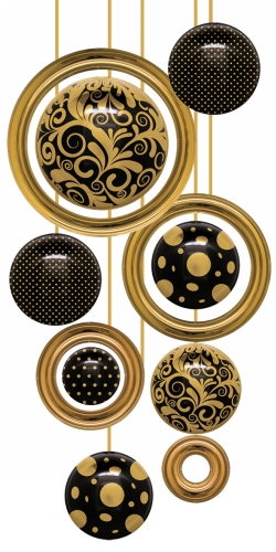 Decoratie Winkel Etalage Kerstbal Ring Goud Zwart 120x240cm 1set