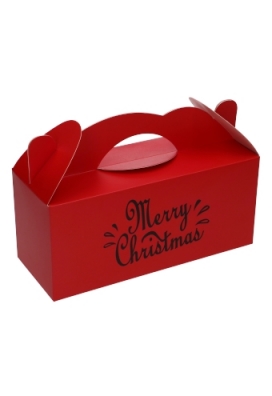 Geschenkdoos met Handgreep Merry Christmas Rood 25x11x10cm 24stuks