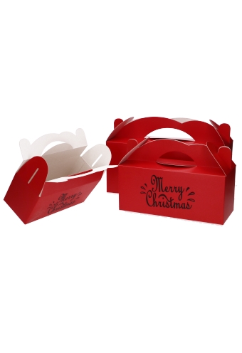 Geschenkdoos met Handgreep Merry Christmas Rood 25x11x10cm 24stuks