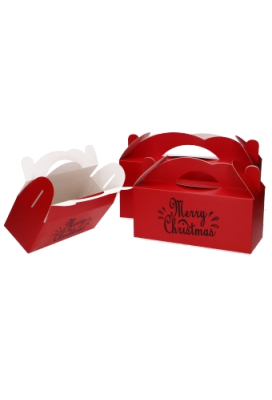 Geschenkdoos met Handgreep Merry Christmas Rood 25x11x10cm 24stuks