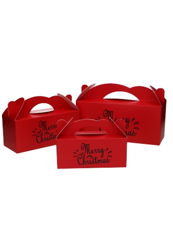 Geschenkdoos met Handgreep Merry Christmas Rood 20x8x9cm 24stuks