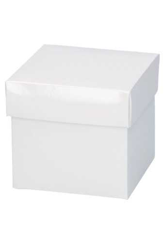 Kubus Kadodoosjes & Deksel Glans Wit 11.7x11.7x10.6cm 750gr 25stuks op is op