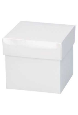 Kubus Kadodoosjes & Deksel Glans Wit 11.7x11.7x10.6cm 750gr 25stuks op is op