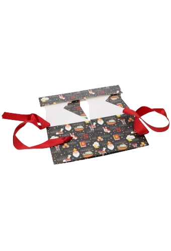 Sintgeschenkdoos Sint Rijmpjes Zwart Met Rood Lint 20x20x20cm 25stuks