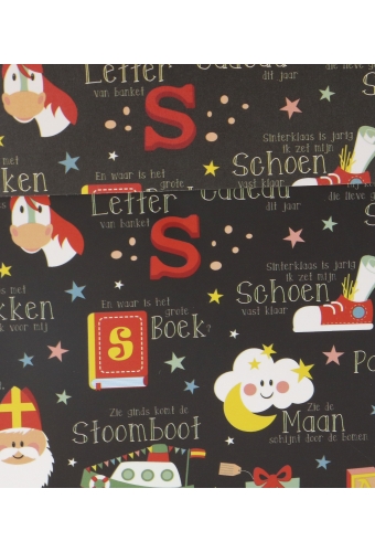 Sintgeschenkdoos Sint Rijmpjes Zwart Met Rood Lint 20x20x20cm 25stuks