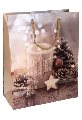 Kersttasjes Medium Pine Cone Christmas Candles 18x10x23cm 12stuks