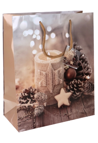 Kersttasjes Medium Pine Cone Christmas Candles 18x10x23cm 12stuks