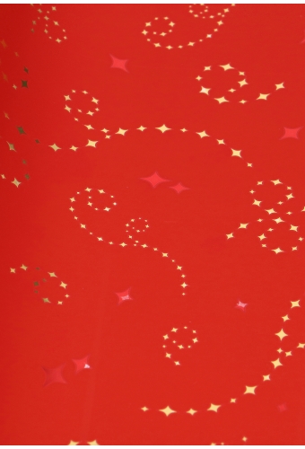 Kadofolie Dubbelzijdig Rood Mat Stars Rain Gold 70x50meter