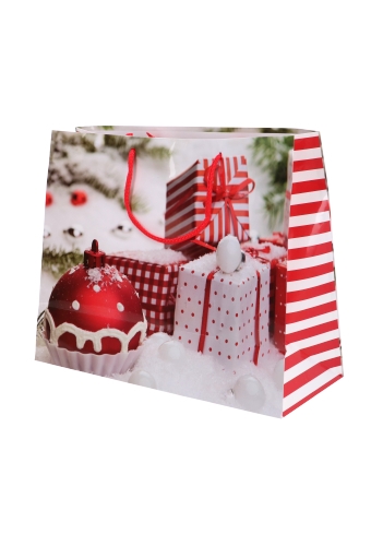 Kersttasjes Groot Laag Kerstcadeau In De Sneeuw 32x12.5x27cm 12stuks