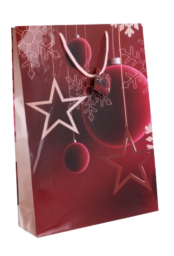 Kersttasjes Jumbo Red Stars Christmas 33x10x45.5cm 12 stuks