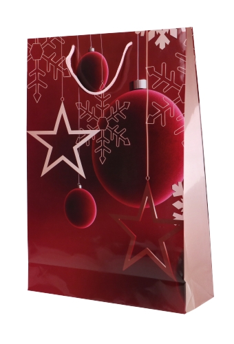 Kersttasjes Jumbo Red Stars Christmas 33x10x45.5cm 12 stuks