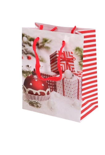 Kersttasjes Klein Kerst Cadeau In De Sneeuw 11x6.5x14.5cm 12stuks