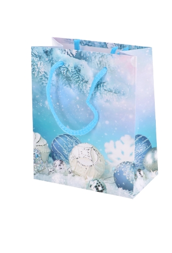 Kersttasjes Klein Blue Christmas Snow 11x6.5x14.5cm12 stuks