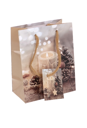 Kersttasjes Klein Pine Cone Christmas Candles 11x6.5x14.5cm 12stuks