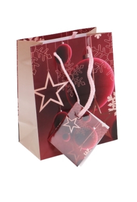 Kersttasjes Klein Red Stars Christmas 11x6.5x14.5cm 12stuks