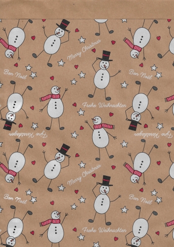 Kerstzakjes Kraft Snowmen 21x30cm 200stuks