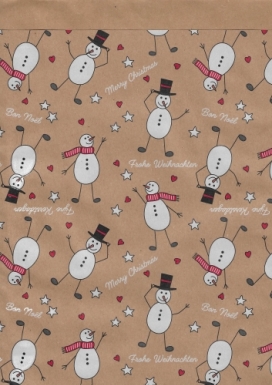 Kerstzakjes Kraft Snowmen 21x30cm 100stuks