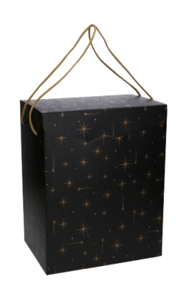 Geschenkdoos Zwart Stars Koord 28x20x35cm 20stuks OP IS OP