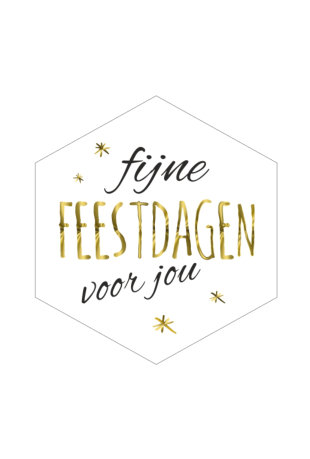 Etiketten Kerst Ruit Fijne Feestdagen Voor Jou Goud 3.9x4.1cm 250stuks