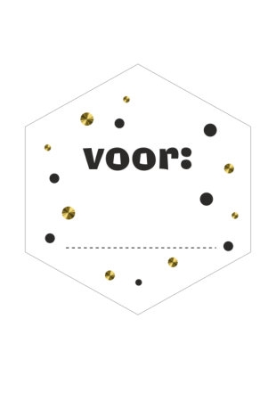 Etiketten Ruit Dots Goud Zwart met Voor 3.9x4.1cm 250stuks