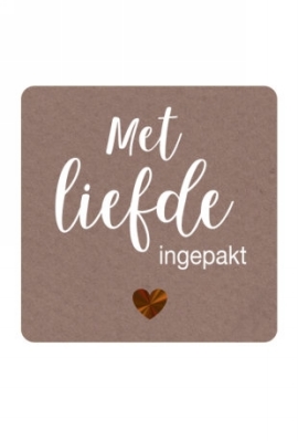 Etiketten Liefde Met Liefde Ingepakt Kraft 3.9x3.9cm 250stuks