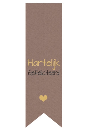 Langwerpig Vaandel Hartelijk Gefeliciteerd Kraft 2.5 x 8.5cm 250stuks