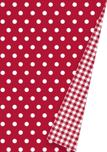 Geschenkpapier De Luxe Dots Red & Vichy Dubbelzijde 30cm x 175meter