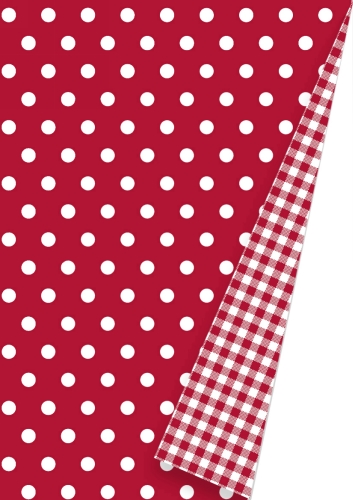Geschenkpapier Coated Dots Red & Vichy Dubbelzijde 30cm x 200meter