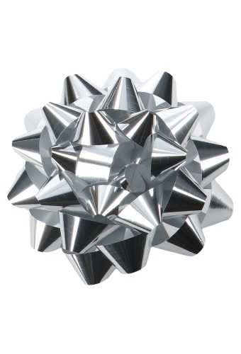 Mega Bows Strik Doorsnee 13cm Zilver met plakker 12stuks