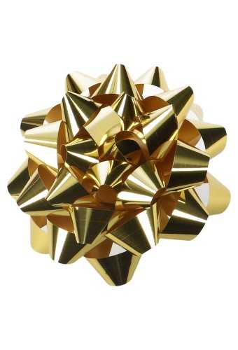 Mega Bows Strik Doorsnee 13cm Goud met plakker 12stuks