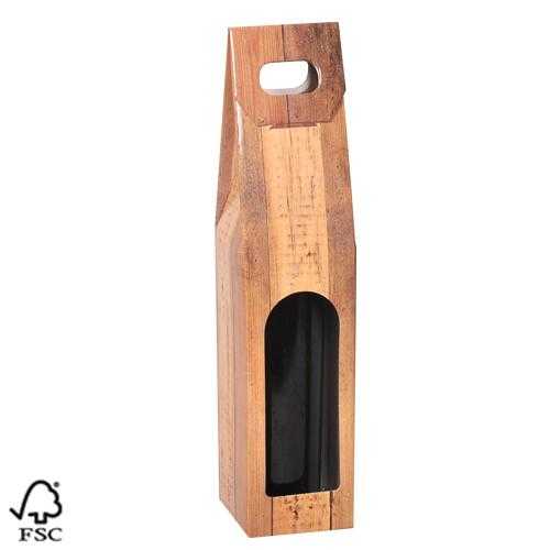 Wijndozen 1 fles Draagdoos Wood 9x9x35cm FSC® 50stuks