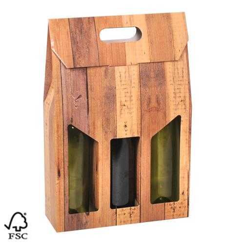 Wijndozen 3 fles Draagdoos Wood 27x9x35cm FSC® 50stuks Wijndozen 3 fles Draagdoos Wood 27x9x35cm FSC® 50stuks