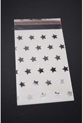 Kerstzakjes Folie Mita Zilver & Ster Plakstrip 10x13.5+3cm 100stuks