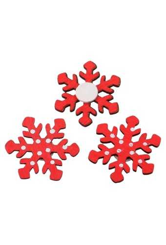 Houten Decoratie Snow Red & White Plakker 3cm 100stuks