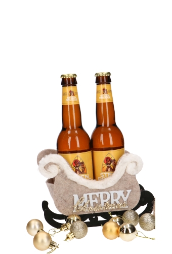 Bierverpakking Slee Merry Christmas 2 Bierflesjes 19x8.5x13cm 6st