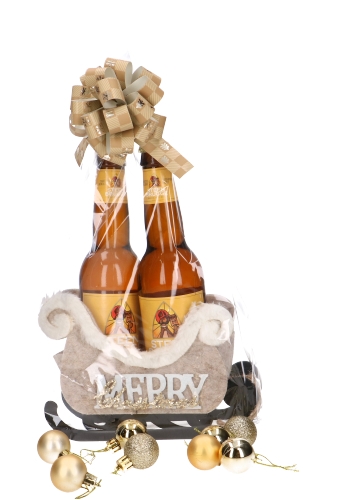 Bierverpakking Slee Merry Christmas 2 Bierflesjes 19x8.5x13cm 6st