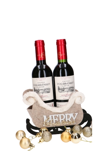 Wijnverpakking Slee Merry Christmas 2 piccolo Flesjes 19x8.5x13cm 1st