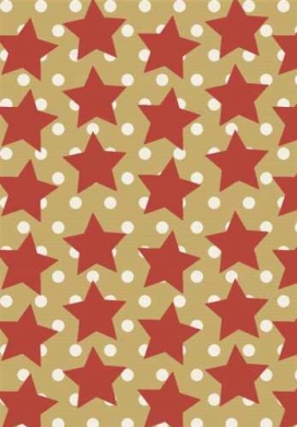 Kerstpapier Bruin Kraft Star in the Sky Rood & Wit 60cm x 250meter